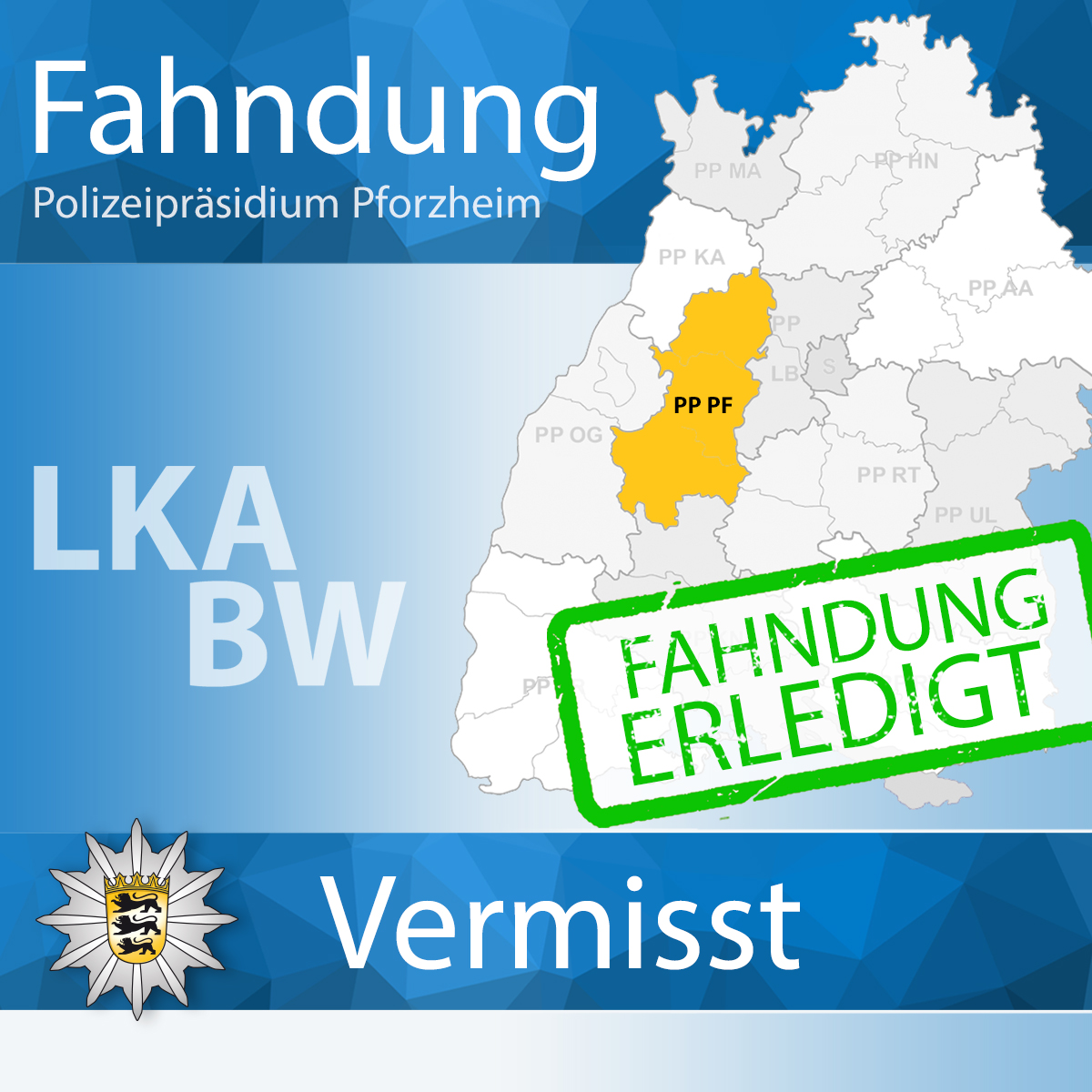 #Update Vermisstenfahnung nach zwei 16-Jährigen aus Pforzheim Liebe Community, die Polizei #Pforzheim teilt mit, dass die beiden wohlbehalten angetroffen wurden. 🙏 Vielen Dank für Eure Unterstützung. 👍 Euer #LKABW #BereitfürSicherheit