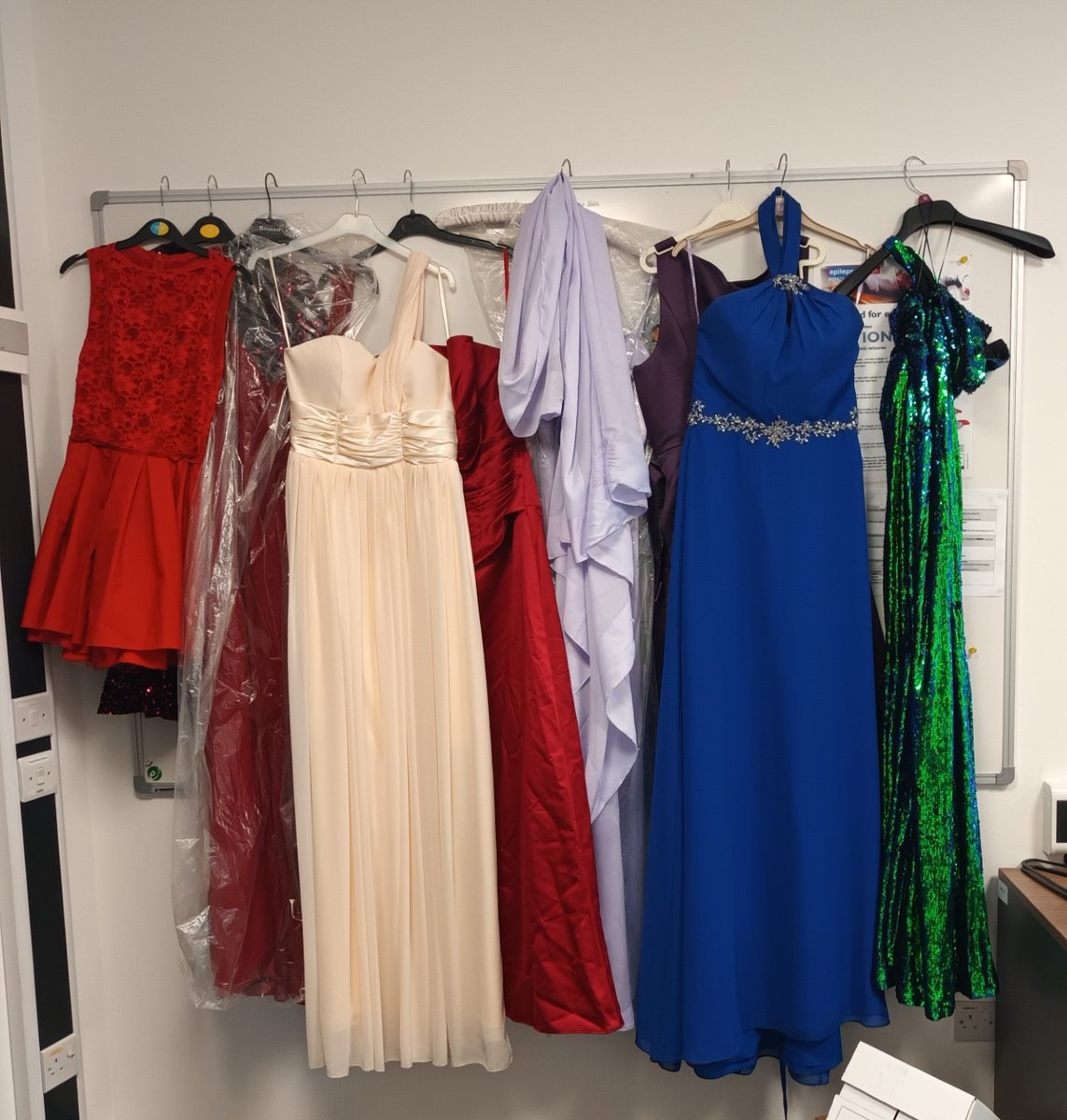 A selection of prom dresses, suits, shoes and accessories are available outside KS4 student services. Students are welcome to come and look, if you see something you like, it's yours to take home, try on and hopefully wear to prom.

#AspireAchieveCelebrate