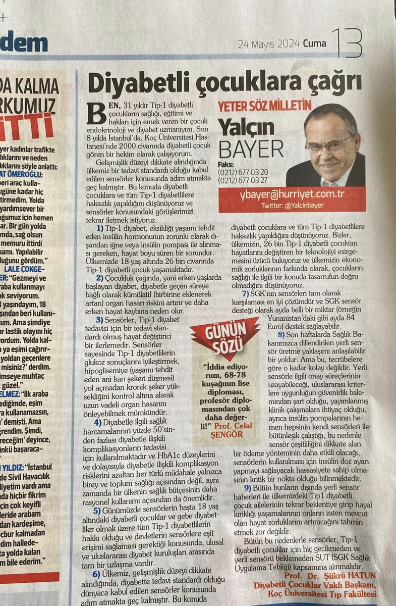 Sensörler için mücadeleye devam! Çok teşekkürler sevgili <a href="/Yalcinbayer/">Yalçın Bayer</a>