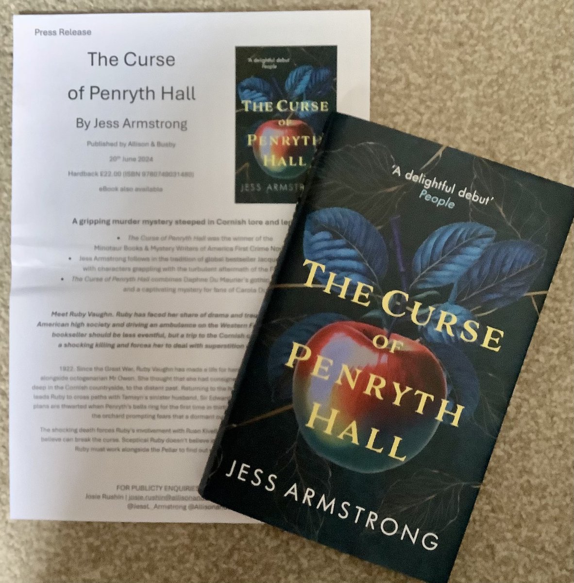 📮📮BOOK POST📮📮 Many thanks @AllisonandBusby for my copy of #TheCurseOfPenrythHall by @JessL_Armstrong ahead of the blog tour. “ a gripping murder mystery steeped in Cornish lore and legend”. This sounds right up my street. Published 20th June