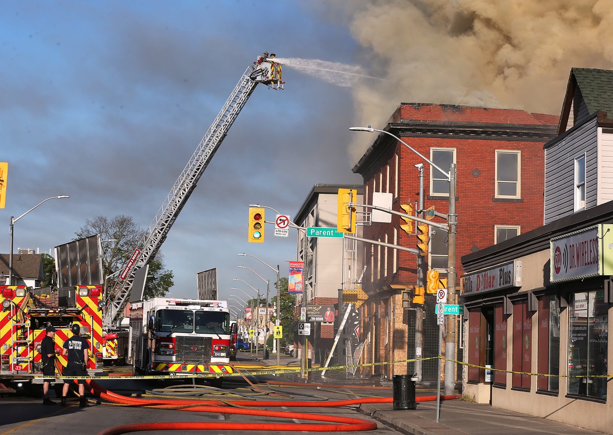Images from massive structure fire at Wyandotte and Parent.