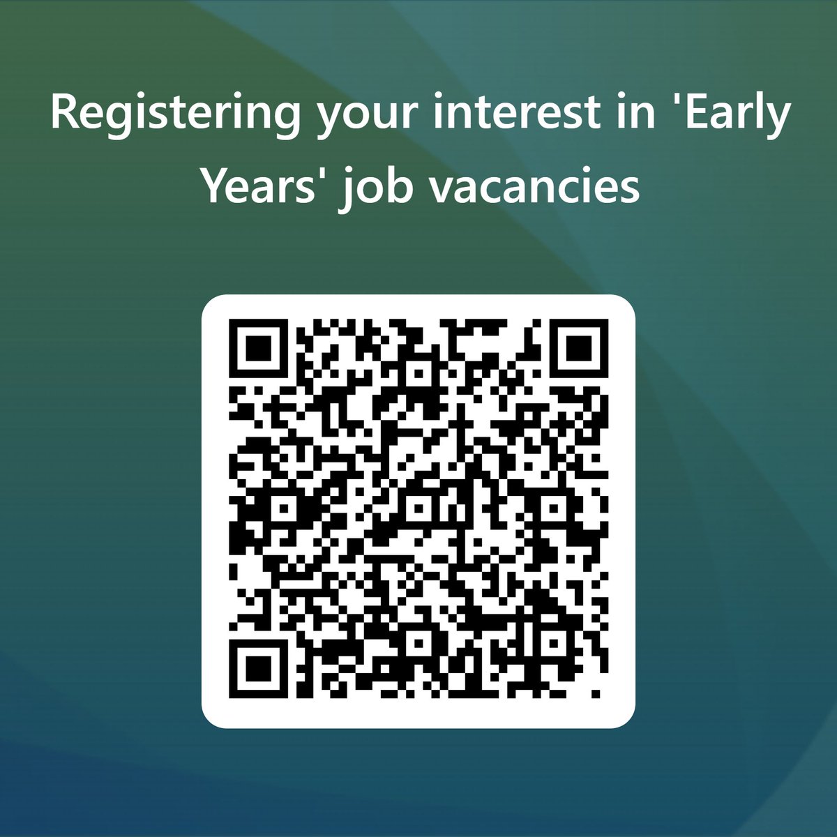 Click the QR code to register your interest in Early Years job vacancies and receive monthly emails,support in completing applications,interview techniques,information on childminder briefing sessions and training available to support you with working in childcare #dosomethingbig