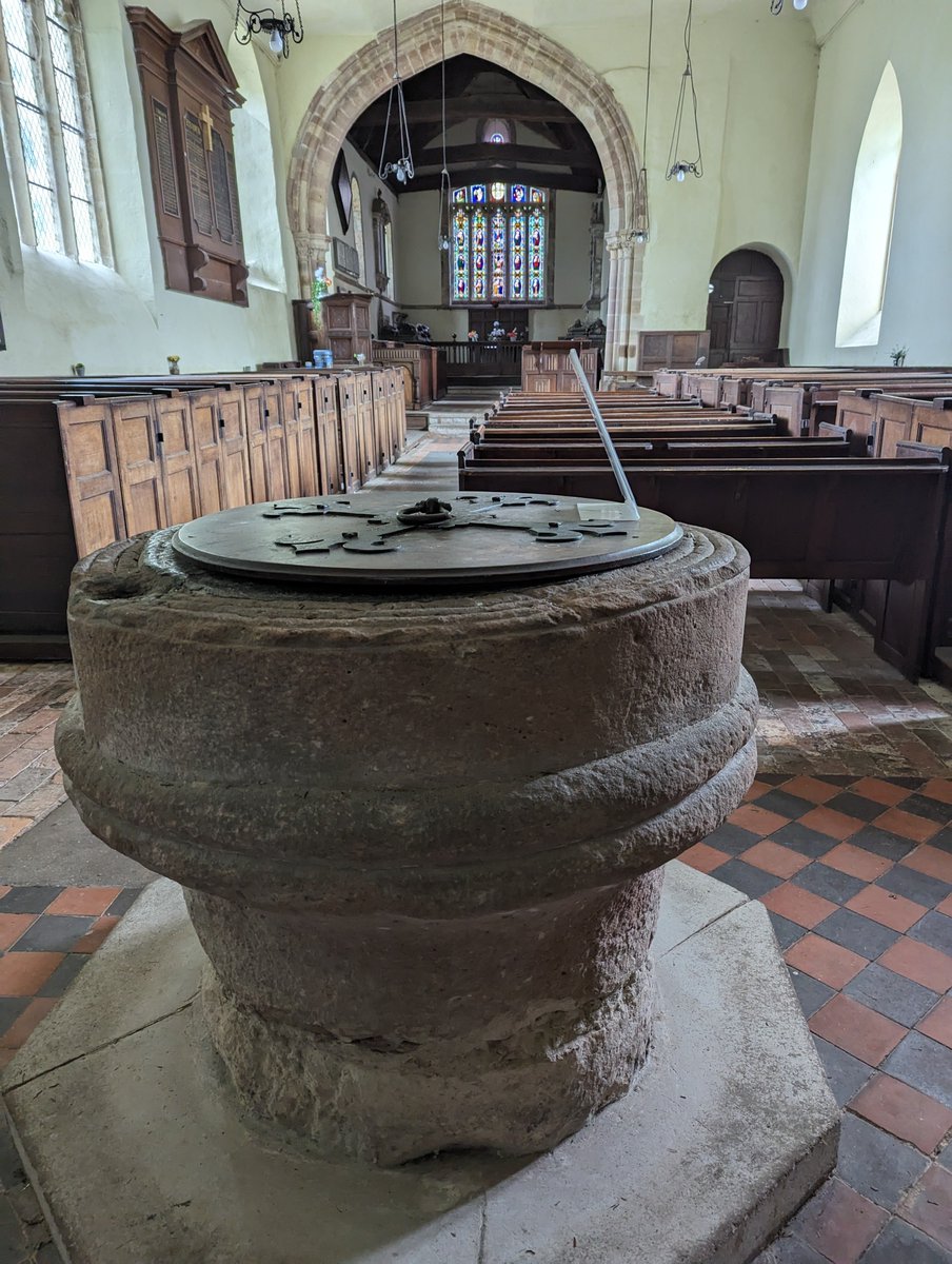 For #FontsonFriday and early for #RomanSiteSaturday, the font in St Andrew's Church, Wroxeter, carved from the base of a Roman column. Impressive! (And rather heavy to carry ...)