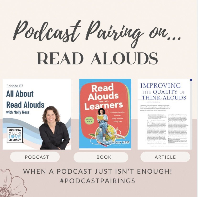 Sometimes a podcast just isn’t enough… I’ve created #PodcastPairings, pairing my favourite podcasts with articles, books and resources around the same topic! Want to learn more about #ReadAlouds? Check out these Podcast Pairings: 🎧Molly Ness on @literacypodcast