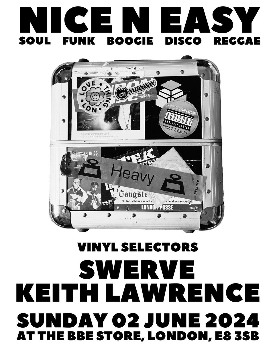 Doing it up with @dj_swerve with soul funk boogie disco & 'a likkle reggae' @the_bbe_store  Sun 2nd June 3pm-9pm. Looking forward to it, would be great to see ya!! #djkeithlawrence #truskoolbeats #allvinyl #bbestore #djswerve