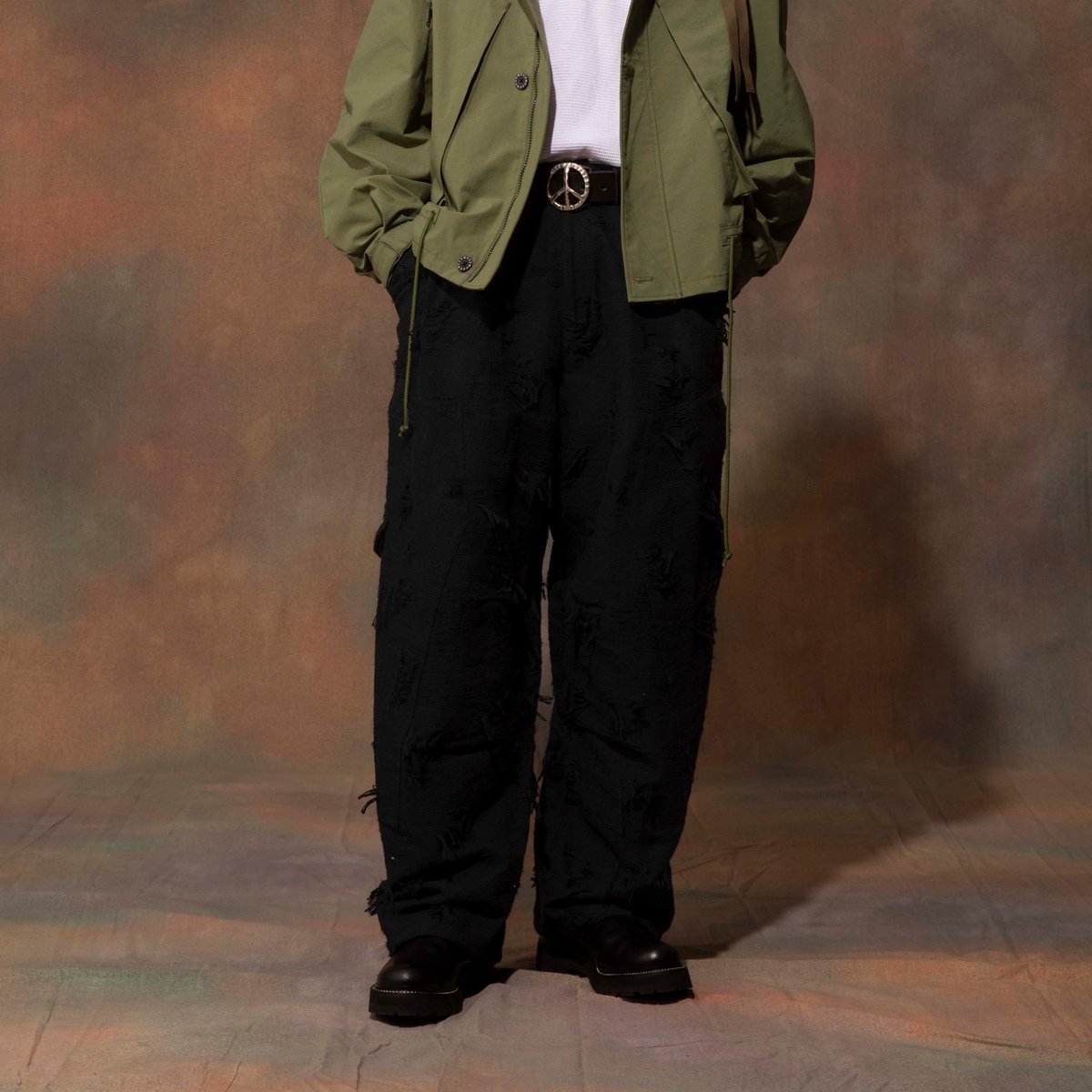 スーツ MUZE TURQUOISE LABEL CARGO PANTS MUZE TURQUOISE LABEL ×MINUS - DOUBLE KNEE CUT JACQUARD CARGO PANTS