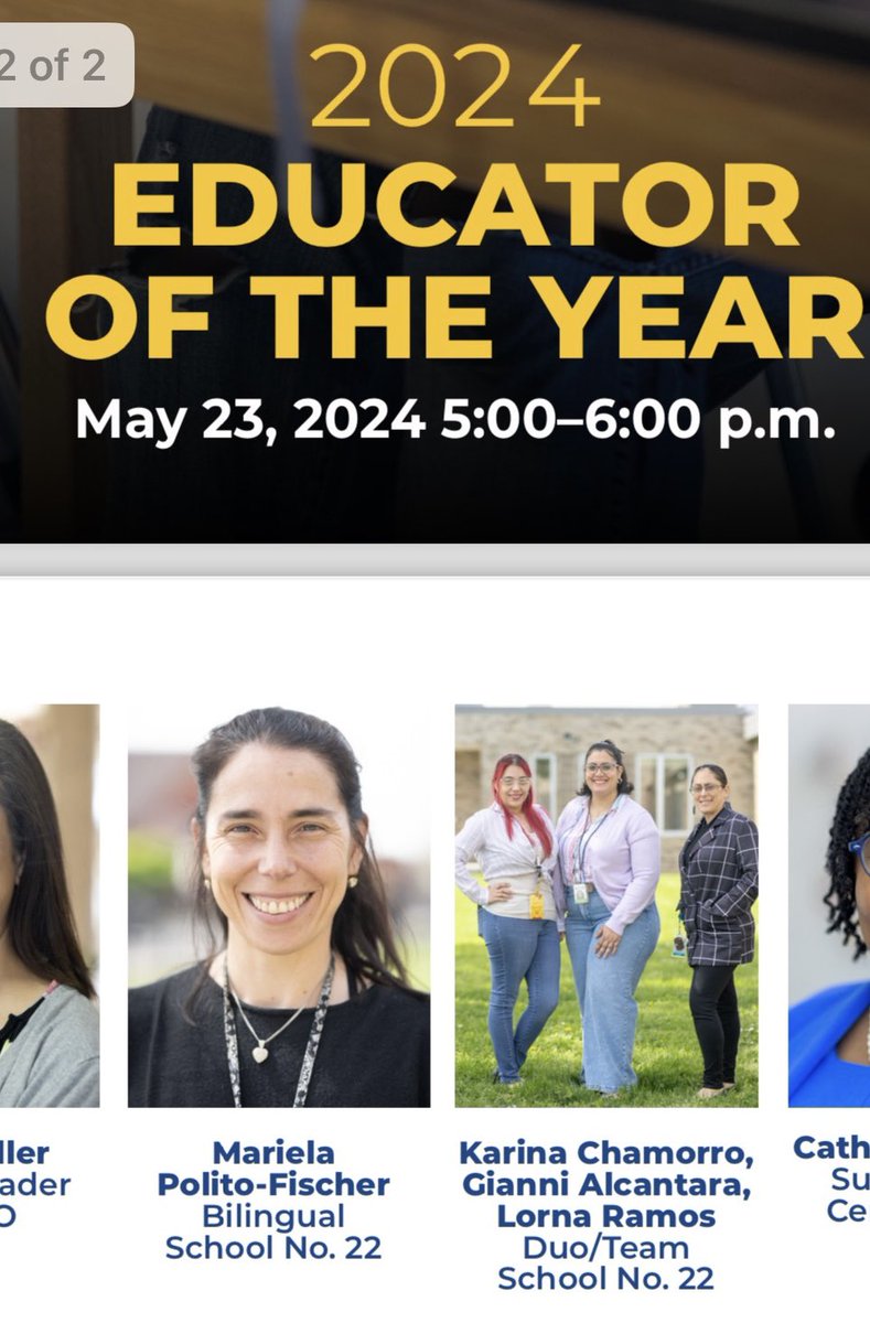 RCSDsch22's tweet photo. Congratulations to Ms. Polito-Fischer, our bilingual pre-k 3 educator of the year and our dynamic secretarial team Gianni, Lorna and Karina!  We love and appreciate you all!  Well deserved! 👏🥳 https://t.co/Hkw6PypvB1