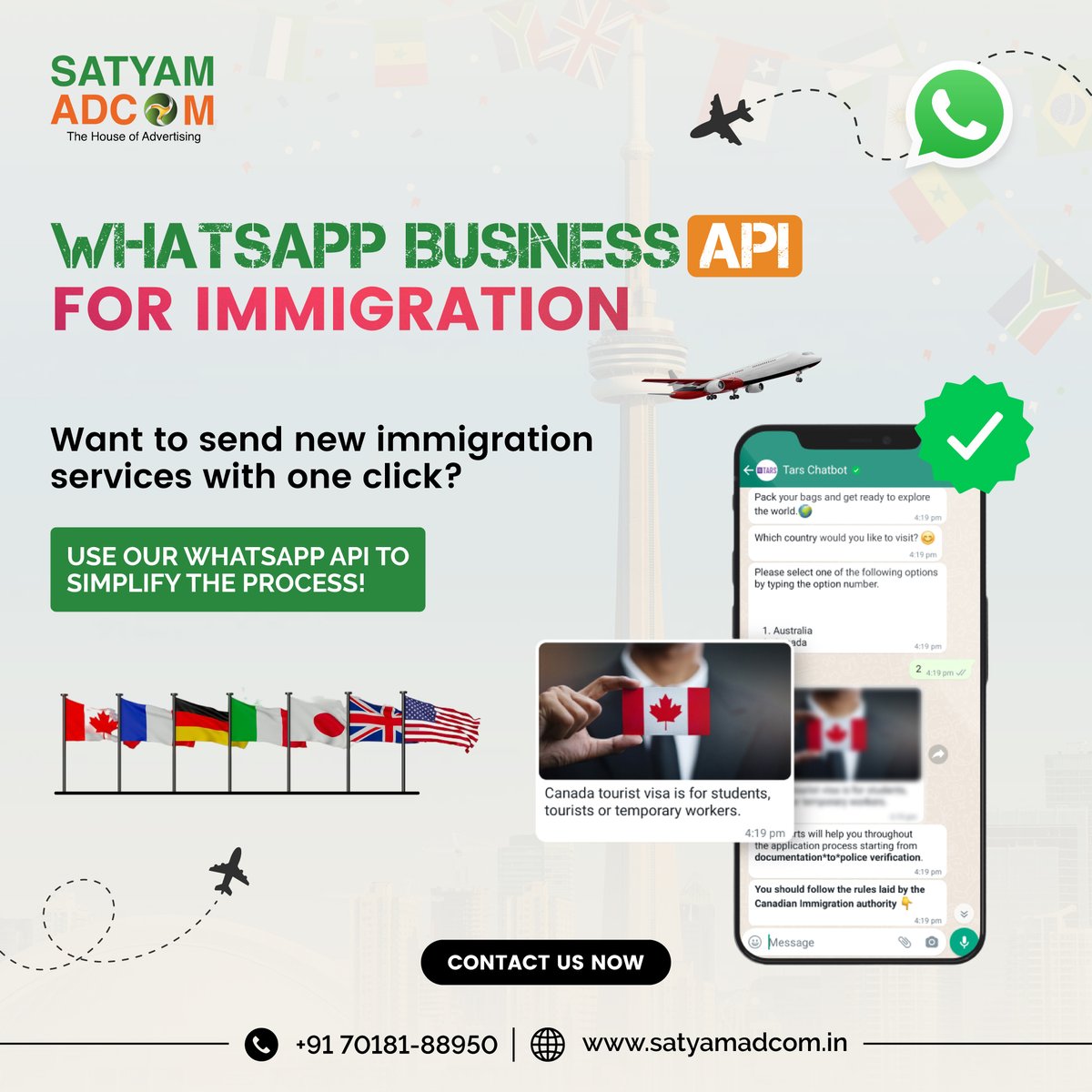 satyamadcom's tweet photo. 🔛Want to send new immigration services or packages with one click❓
Use our WhatsApp API to simplify the process❗

Call On☎️ - 7018188950
Visit On📍-https://t.co/oC1lkF6O6r
Or DM💌 for more information
.
.
#satyamadcom #WhatsApp #MarketingTips #whatsappmarketingstrategy #mohali https://t.co/BhDN5Q3J9N