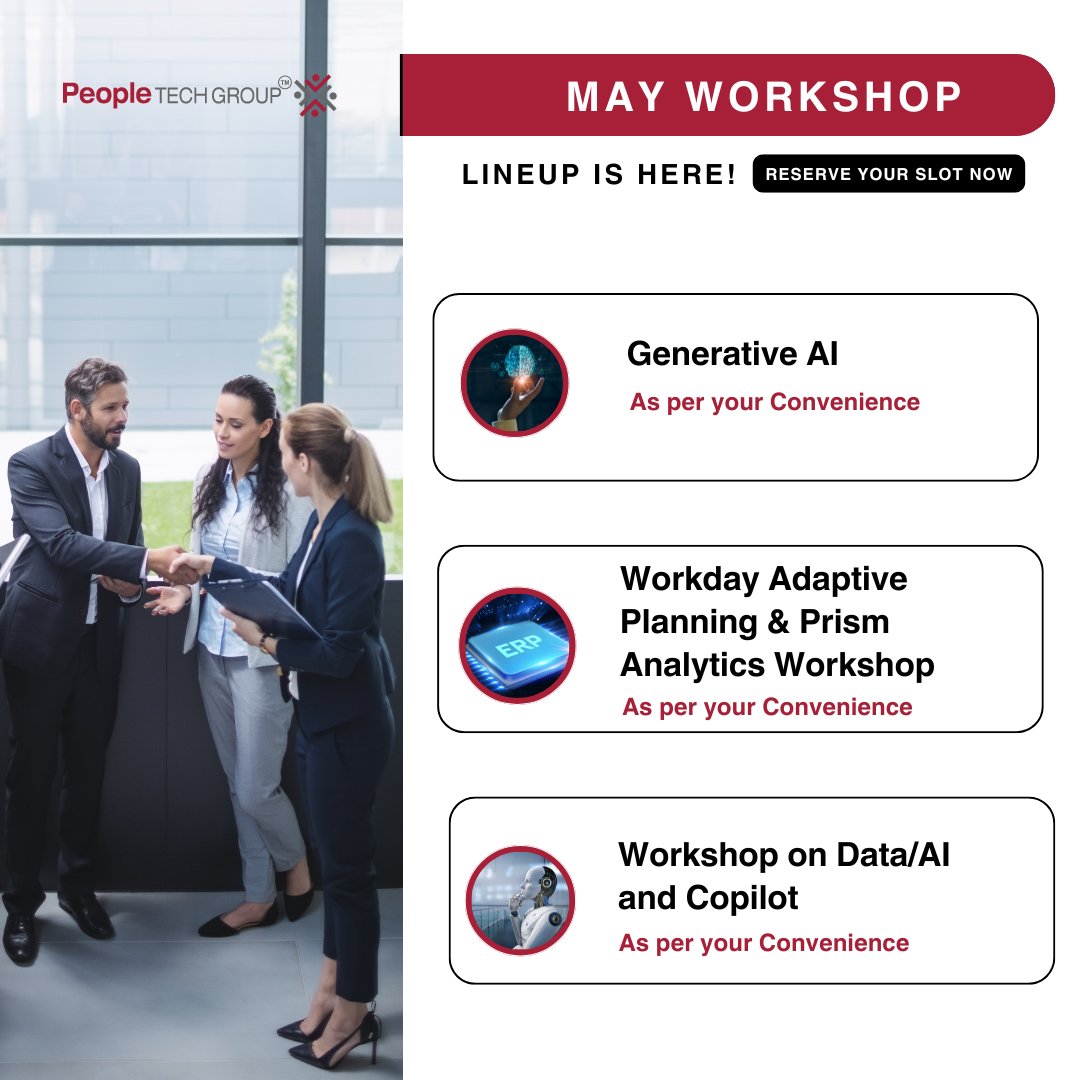 Hurry, May is ending soon! Explore business solutions now.

Secure your spot at peopletech.com/workshops-or-e… and choose a convenient time.

#PeopleTechGroup #GenerativeAI #AWSCodePipeline #PeopleSoftToCloud #WorkdayAdaptivePlanning #DataAnalytics