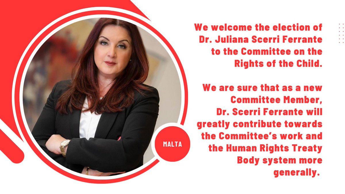Congratulations to Dr. Juliana Scerri Ferrante 🇲🇹 on her election to the Committee on the Rights of the Child and to all the other newly elected and re-elected members. @MinisterIanBorg @UNChildRights1