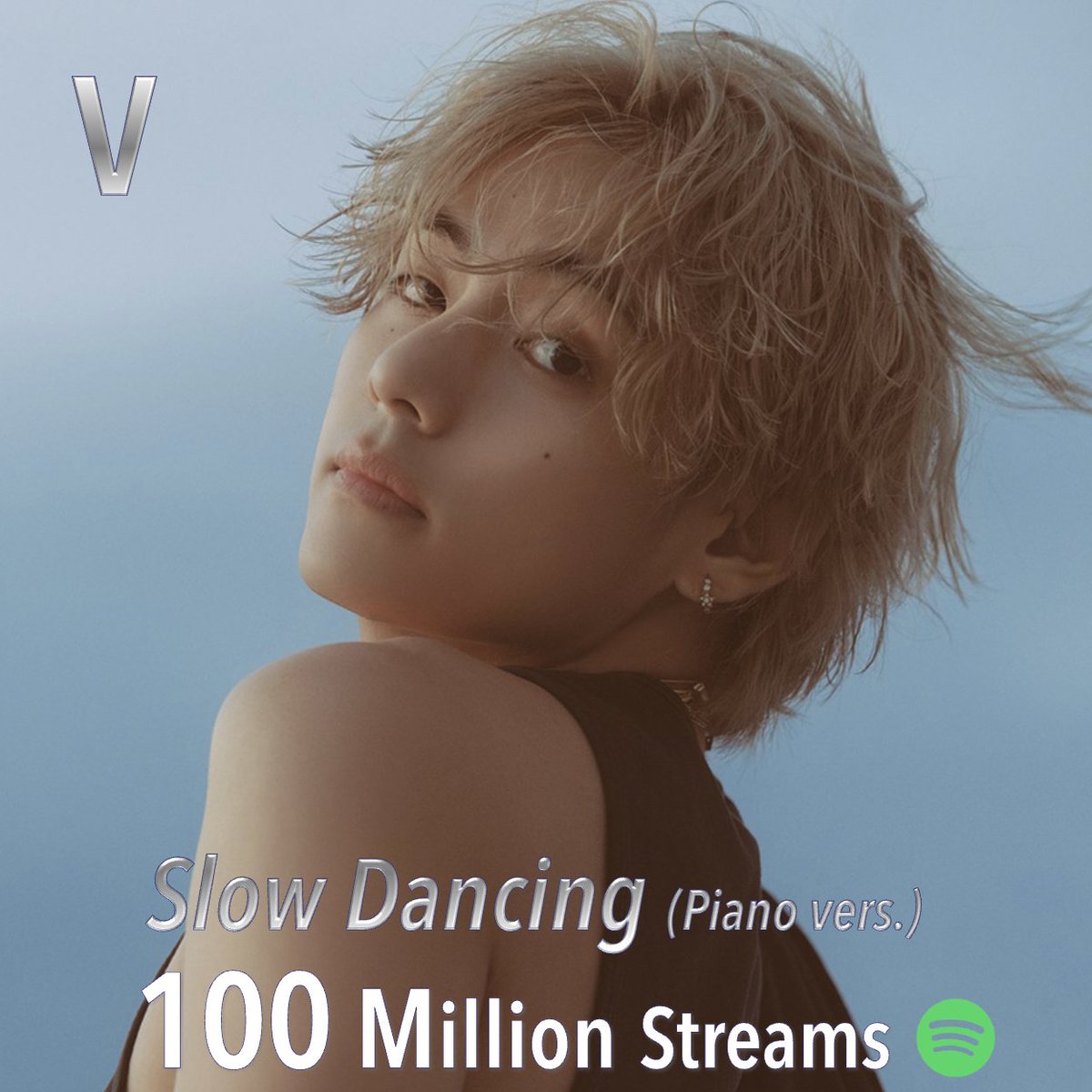 #V's 'Slow Dancing (Piano Ver.)' has surpassed 100 Million streams on Spotify! 💪🕺🎹💥💯Ⓜ️🎧🔥👑 🩵 🩶💜 #SlowDancingPV100M #BTS