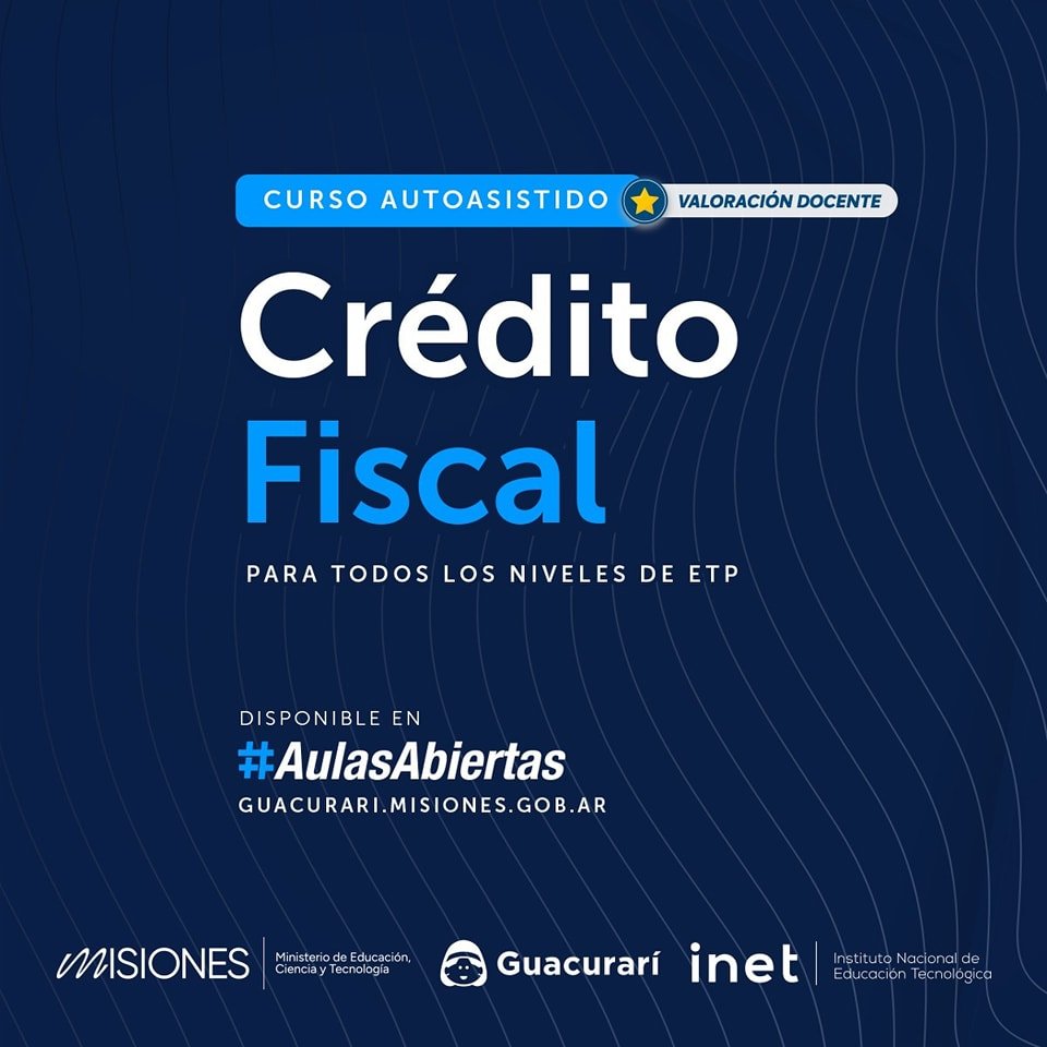 ¡Nuevo curso autoasistido disponible en la plataforma Guacurarí!

📷CRÉDITO FISCAL

Diseñado especialmente para todos los docentes de ETP interesados en profundizar sus conocimientos y mejorar sus proyectos educativos

Cuenta con valoración docente 📷

bit.ly/3WPzmht