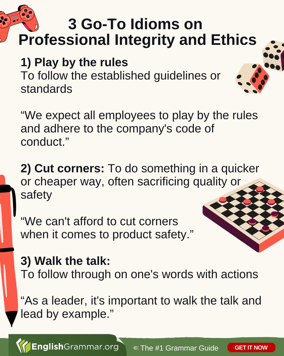 3 Go-To Idioms on Professional Integrity and Ethics #vocabulary #ESL #writing