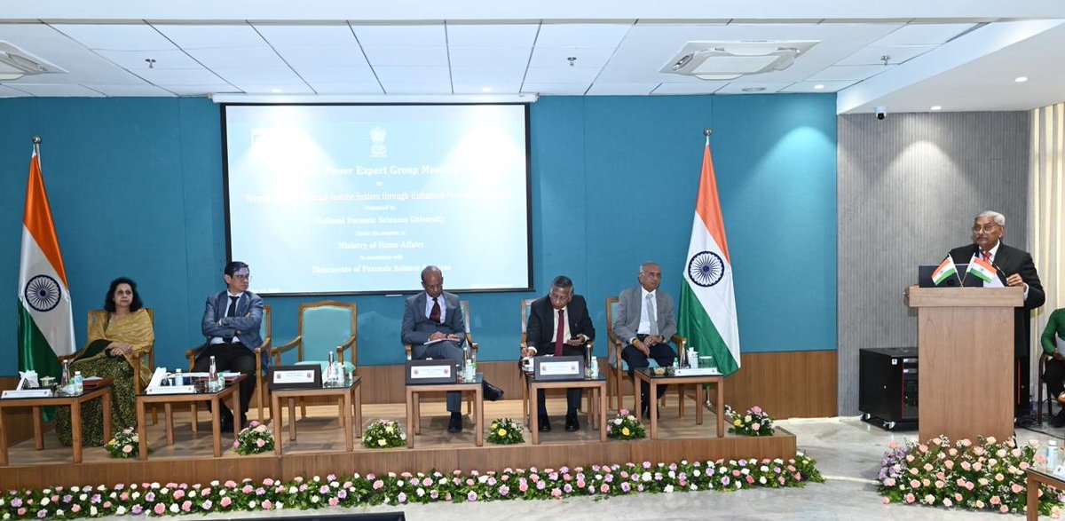 NHRC, India Chairperson, Justice Arun Mishra chaired a session on the 'Regulatory Standards & Monitoring Mechanism' in the high power expert group meeting on ‘Strengthening criminal justice system through enhanced forensic efficiency’ organized by NFSU, Gandhinagar on 18/5/2024.