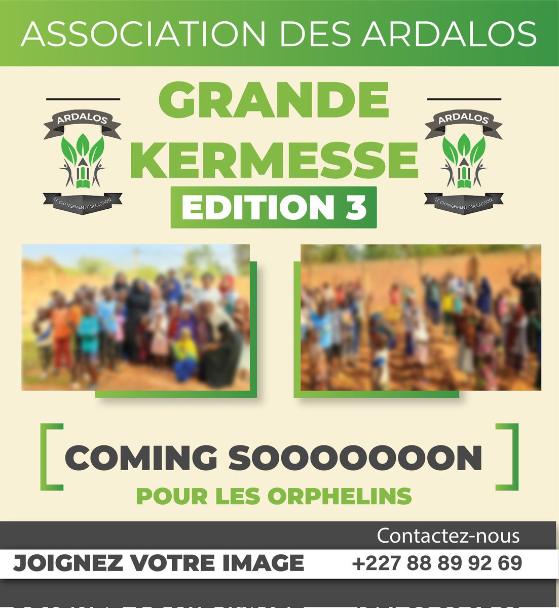 Asso_Ardalos's tweet photo. 🟢📢 COMING SOON!
La 3ème grande kermesse des ARDALOS en faveur des orphelins arrive avec plein de surprises! 🎉 Restez connectés pour plus d'infos sur cet événement solidaire à ne pas manquer. #ARDALOS #Kermesse2024 #Solidarité #PourLesOrphelins https://t.co/2Y3jU3PNtF