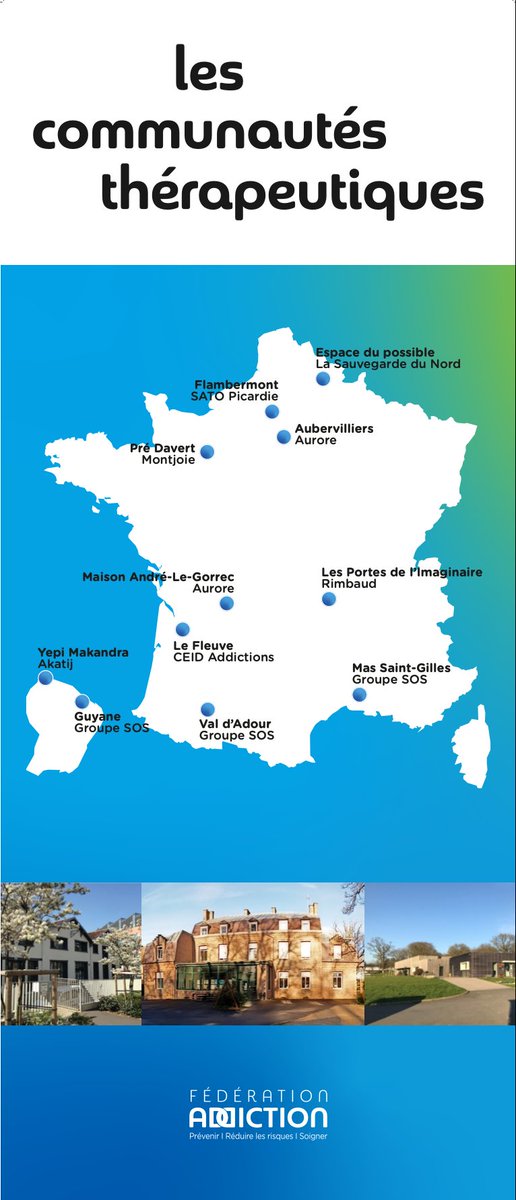 Découvrez la carte de France des 11 communautés thérapeutiques ! @FedeAddiction cc @AssoAurore @groupesos @Asso_Akatij La Sauvegarde du Nord, CEID-Addictions, Centre Rimbaud, SATO Picardie.