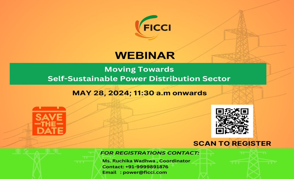 Join us for the FICCI Webinar ‘Moving towards Self Sustainable Power Distribution Sector’ on May 28, 2024, at 11:30 AM. To attend register at: meet.ficci.in/invitee-form.a…