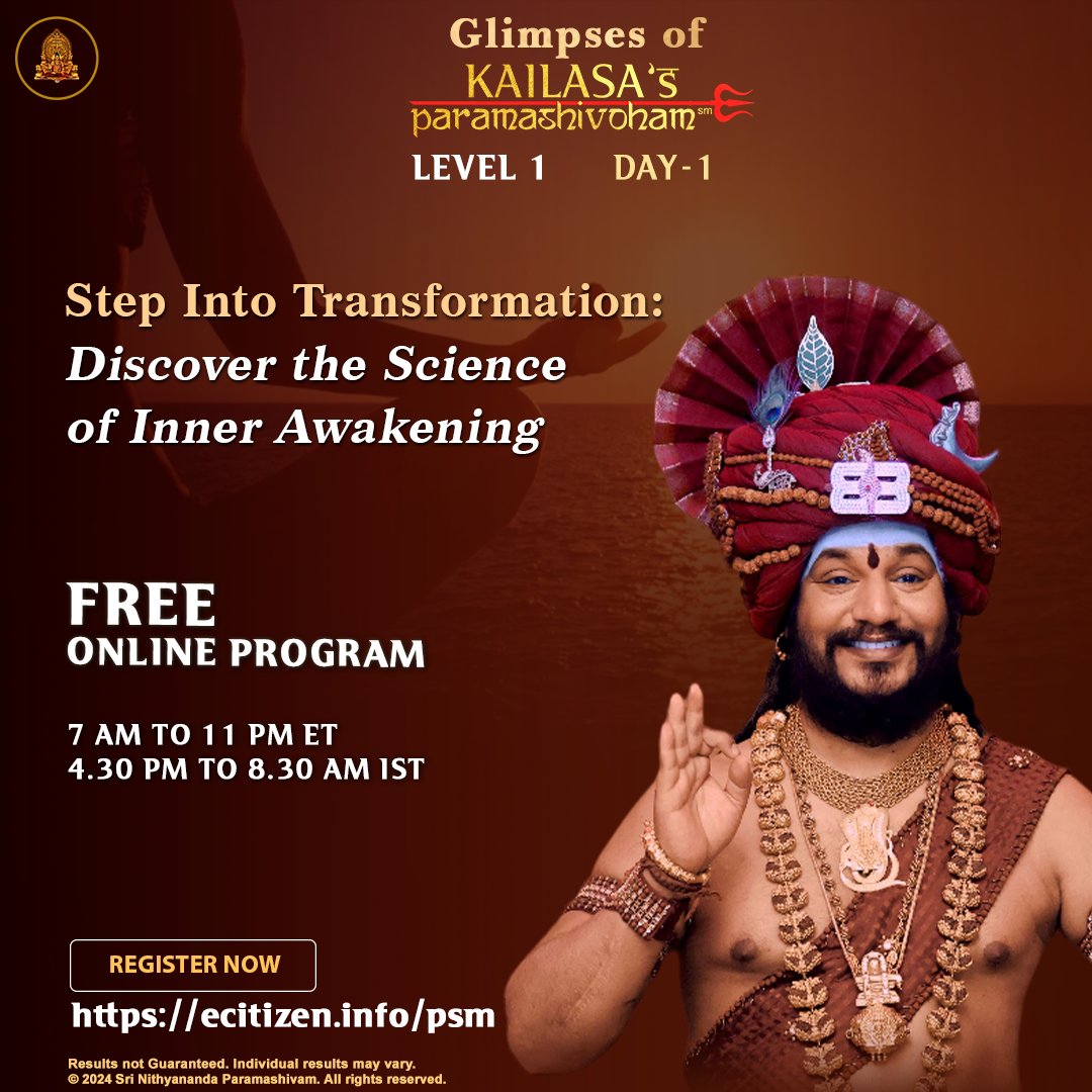 Journey into Consciousness: The First Steps of Your Transformation Welcome to Day 1 of the glimpses of the transformative Paramashivoham program! Today's sessions mark the beginning of a life-altering experience. Immerse yourself in powerful practices to detox and awaken your