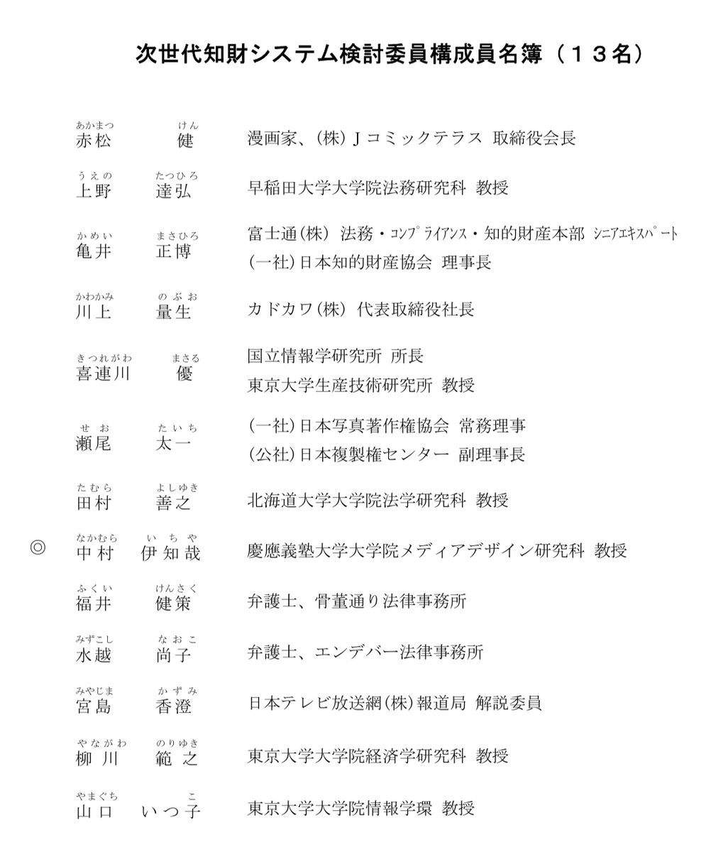 僭称（手描き偽装）の問題はH28から内閣府の会議で問題視されながらH30に著作権法されたんよね...（添付1）
問題視してたけど何故か対策はされてなかった
わりとヒく

その会議に赤松先生（添付2）おったわけで、やっぱり自分は赤松先生信用してない

H28資料
kantei.go.jp/jp/singi/titek…