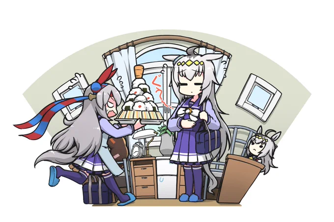 ビコボノで描いた飯の量を見てオグタマの飯の量が少なすぎることに気付いたので、おかわりという体で増量したバージョンのオグタマ部屋。(正直もっと増やしても良かったと思っている) 