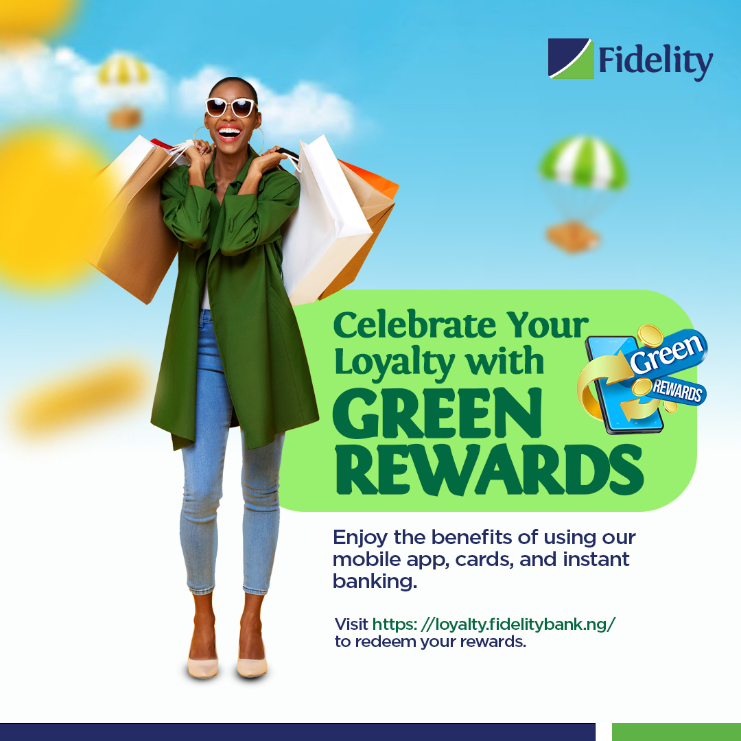 Enjoy the benefits of using our mobile app, cards and instant banking. Click here to redeem your rewards: loyalty.fidelitybank.ng Terms and conditions apply. #FidelityGreenRewards #TheLifestyleBank #WeAreFidelity