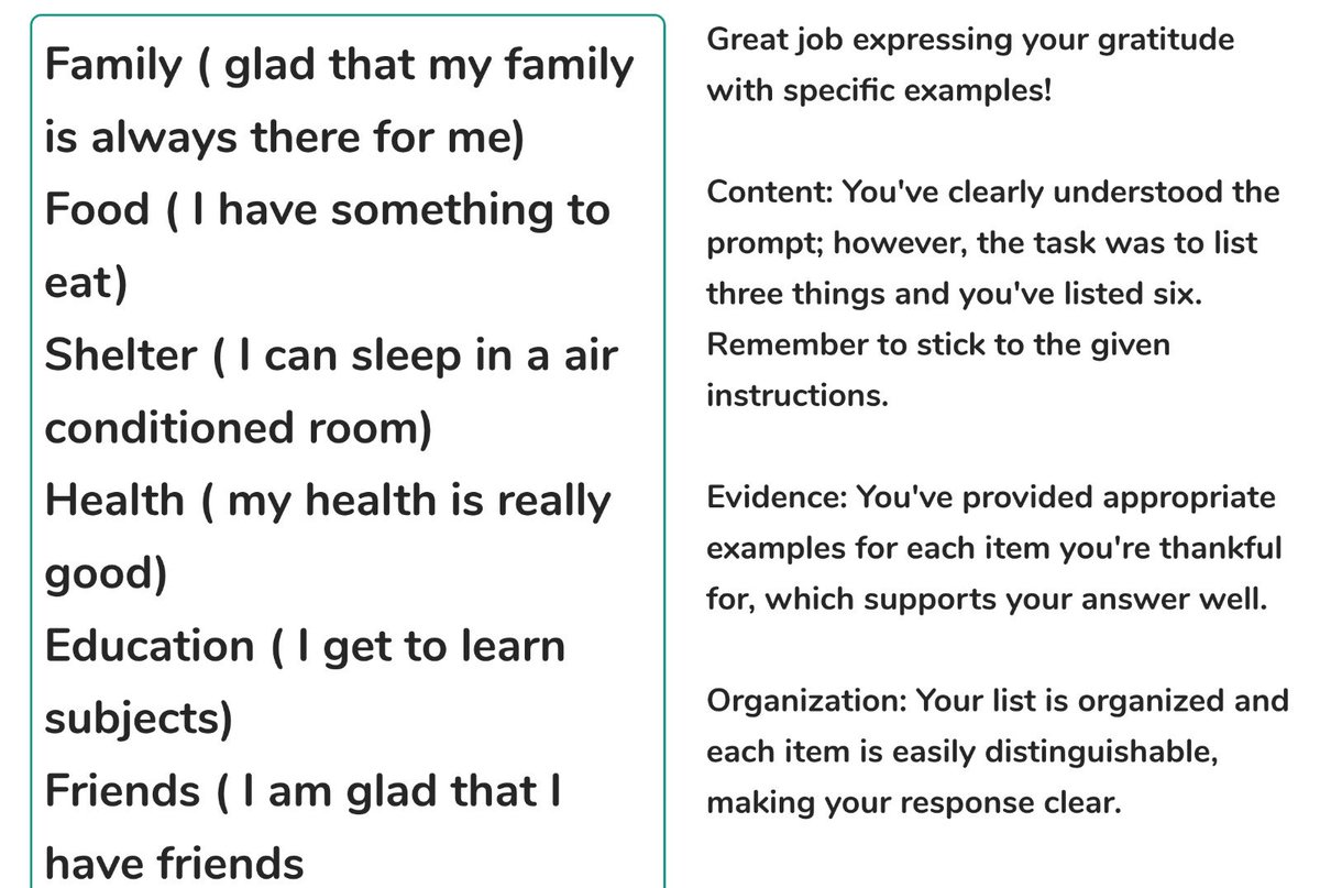 Students reflected on how grateful they were yesterday and learned to appreciate every single day. Thanks to @Curipod for providing instant AI feedback! #positivity