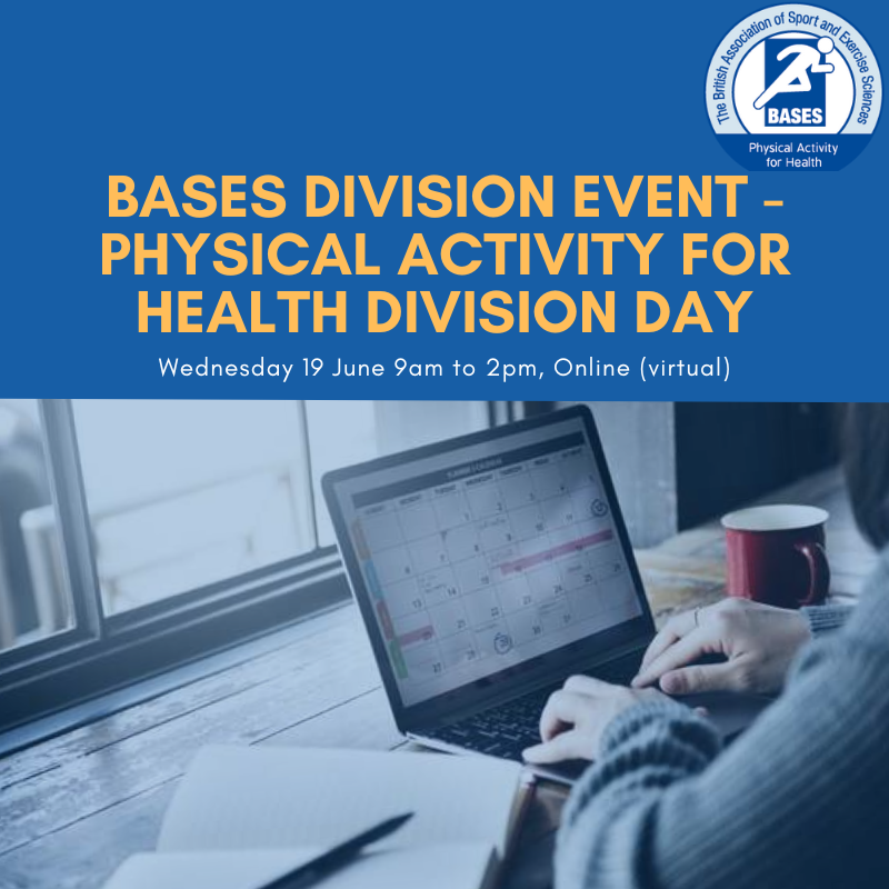 📆 The next BASES Division Event is the Physical Activity for Health (PA4H) Division Day. This event will be online and will be taking place on Wednesday 19 June 9am - 2pm. Members can find out more about the abstract, agenda and sign up here ➡️ bit.ly/373MYdG @bases_pa