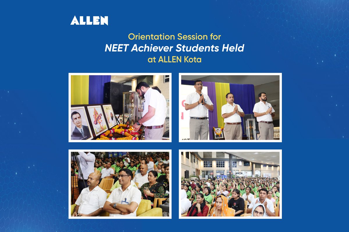 ALLENkota's tweet photo. 👉🏻 ALLEN Career Institute organized Orientation session & Parenting session for the NEET Achiever phase III students at Supath Campus on 22nd May 2024

✅ Students and their Parents were enthusiastic about learning about ALLEN's robust support system, doubt resolution, personal mentorship, timely assessments, and superb results participated in these sessions.

👉🏻 On occasion, The ALLEN Experts explained the roadmap to be followed in the upcoming academic journey and the academic Ecosystem of ALLEN.

📍 Sh. Vinod Kumawat Sir (President), Sh. Vijay Soni Sir (Vice President), Dr. Harish Sharma Sir (HOD of Psychology Department), Sh. Amit Kabra Sir (Building Principal), Sh. Sandeep Chittora Sir (Building Principal) hosted the session and interacted with the attendees.

👉🏻 Their Academic Guidance and tips on Academic Planning and Subject-wise Guidance proved to be confidence-boosting for all the students.
See the glimpses of the sessions:

#ALLENKota #KotaCoaching #OrientationSession #NEET #HarGharMeALLEN #ParentingSession