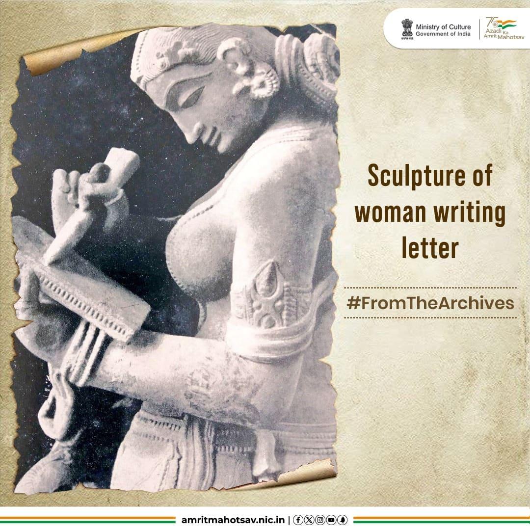 The ancient art of journaling✍️... 

This beautiful sculpture of a woman writing a letter is said to be from 10th century Khajuraho. Fascinating, isn't it!

#AmritMahotsav #FromTheArchives #RareAndUnseen #Culturalpride #CultureUnitesAll #MainBharatHoon  

IC: @IndiaHistorypic