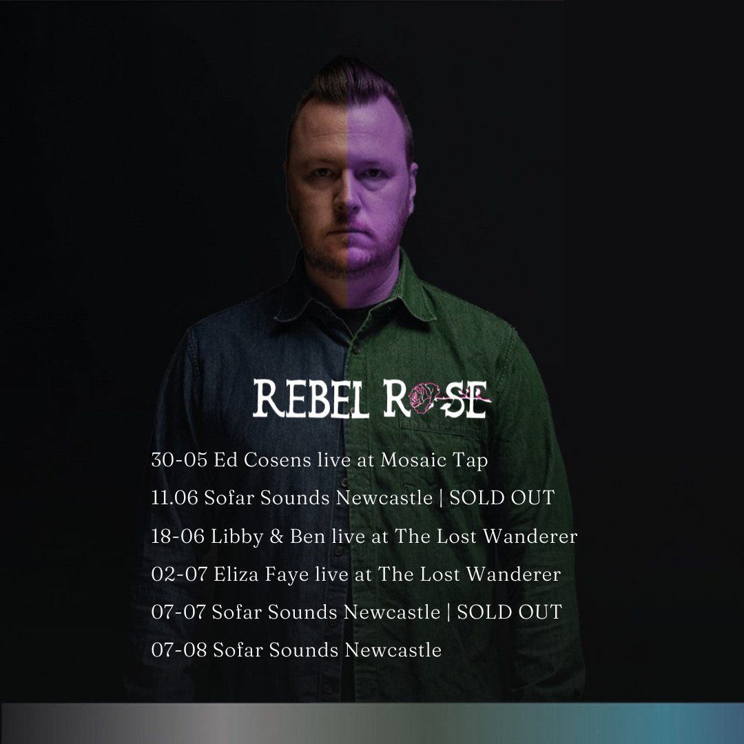 Short on live events to go to this summer? We've got you covered!   

Come and find us at Mosaic Tap, the Lost Wanderer, and a secret venue near you! 🎶

Tickets &amp; more info via linktr.ee/rebelroselabel