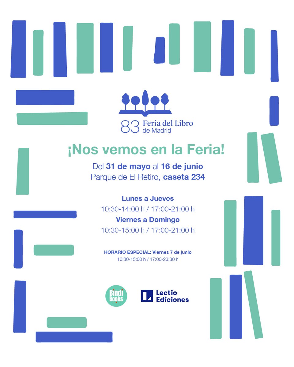 🌳🤍¡Mañana empieza! ¡Nos vemos en la Feria del Libro de Madrid, en la caseta 234! Del 31 de mayo al 16 de junio al Parque de El Retiro de Madrid @FLMadrid @bindi_books