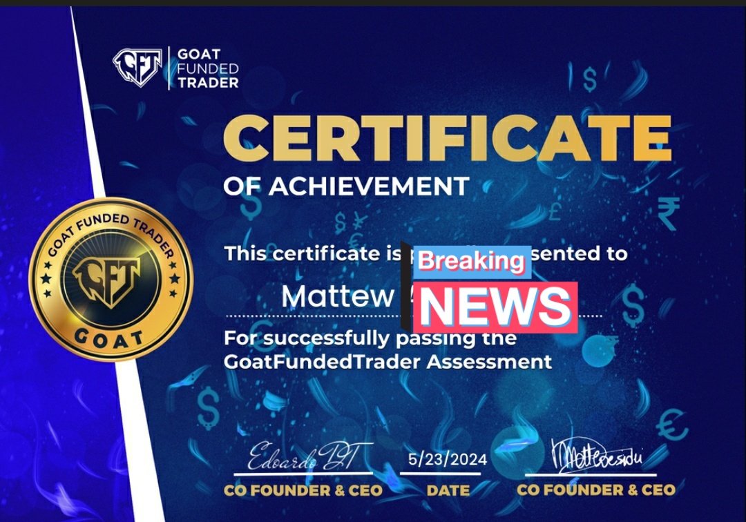 This is the only certificate I'll frame 😆 Absolutely love trading with @GoatFunded -Payout on Demand -Auto close trades when profit target is hit -Great spreads/low commissions -Amazing prices/discounts -Trader friendly conditions Join GFT goatfundedtrader.com/aff/355 🐐