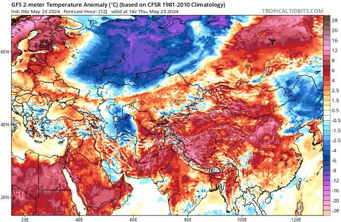 extremetemps's tweet photo. RECORD HEAT NORTH AFRICA &amp; MIDDLE EAST
More records of hottest nights for May
Tmin 30.0C Sharorah 700m asl SAUDI ARABIA

In LIBYA insane heat since 10 days :Yesterday max 45.8C at Kufra and today Minimum of  32.3C at Obari
Next days the heat will go to Morocco and Spain with >40C https://t.co/bpyIqimzyf