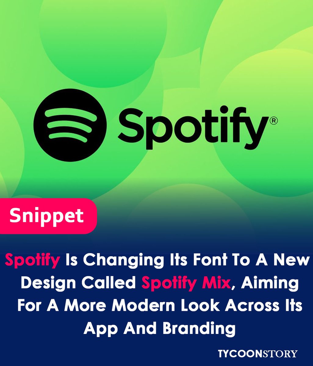 Spotify Gets a Makeover: Introducing Spotify Mix, the New Font for Your Eyes #FontDesign #BrandingUpdate #VisualIdentity #Typography #DesignRefresh #SpotifyMix #SpotifyRedesign #GoodbyeCircular #SpotifyLookandFeel #MoreThanMusic #VariableFont @Spotify tycoonstory.com