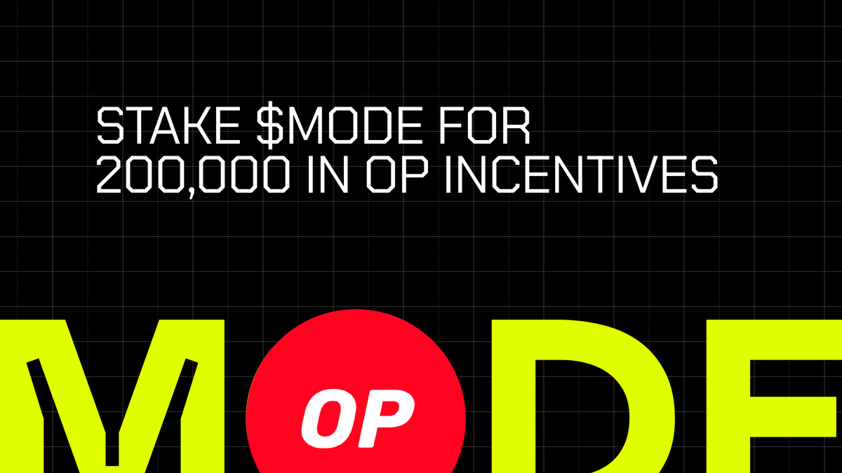 MODE Staking Rewards From Week 1 Are Now Claimable 🟡 Head to the Mode Dashboard to claim your share of 20,000 OP. The campaign continues for 9 more weeks, with 20,000 OP available each week to MODE Stakers. What are you waiting for? Claim Now ❯❯ app.mode.network/early/