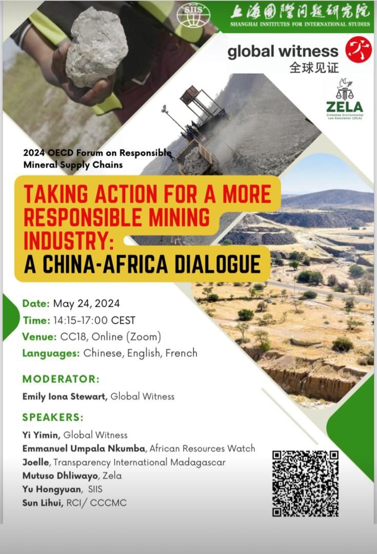Join us today at the OECD for a session on Action for a more responsible mining industry : A China-Africa dialogue. Emmanuel UMPULA, Executive Director of AFREWATCH , will share his views on the costs of industrial cobalt mining in the DRC,