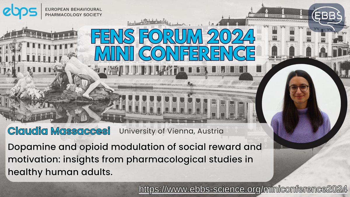 Interested in social reward/motivation and the role of dopamine and opioids in this? Join us for the #FENS2024 Mini Conference organized by @EurBehavPharm & @EBBS_Science to see @ClaMassaccesi discuss this topic. Society members can register here: ebbs-science.org/miniconference…