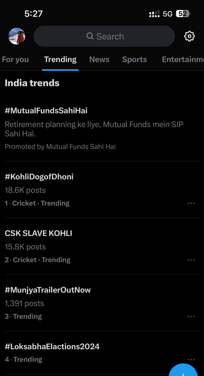 Both tags trending in 1 and 2 INDIA wide🤣🔥🔥 CSK SLAVE KOHLI #KohliDogofDhoni