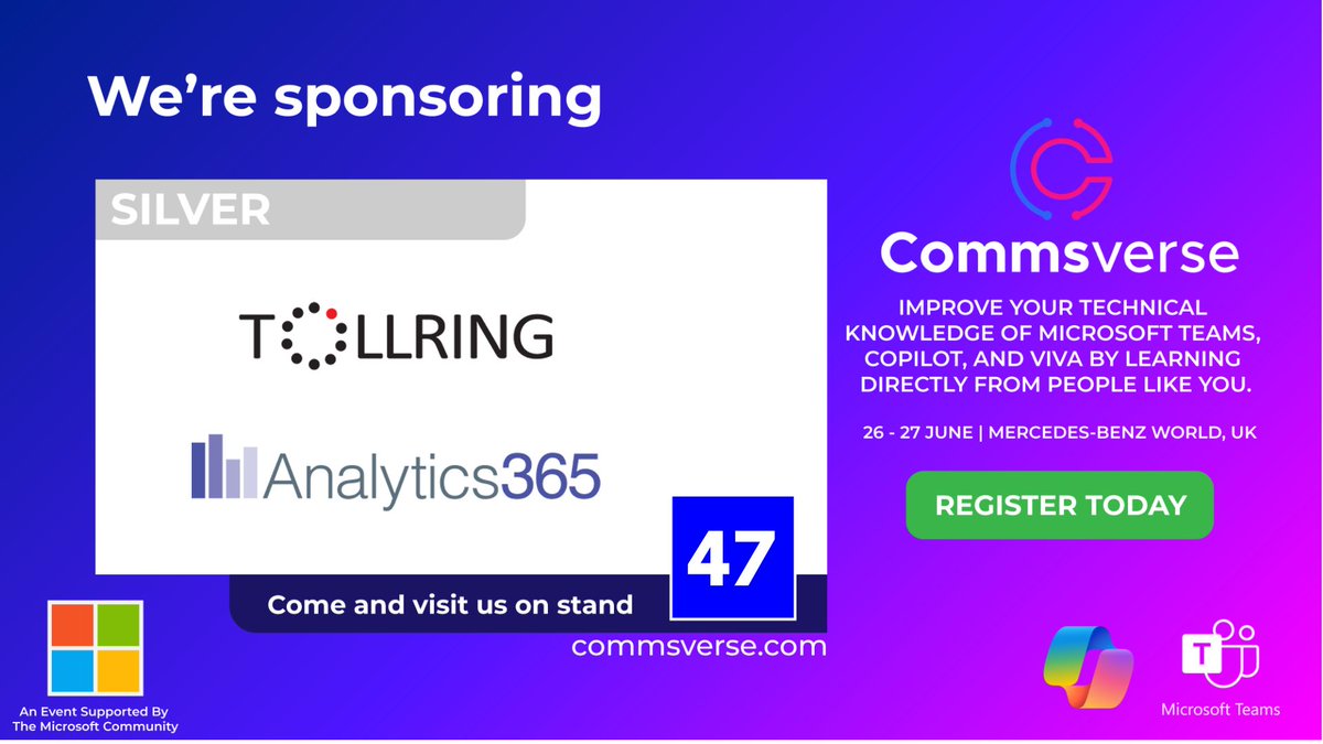 We're proud to announce @analytics_365 as silver sponsors for Commsverse 2024! Gain insights into your team’s collaboration patterns, usage trends, and productivity drivers with Analytics 365 workplace analytics products. Visit them on Stand 47: events.justattend.com/events/exhibit…