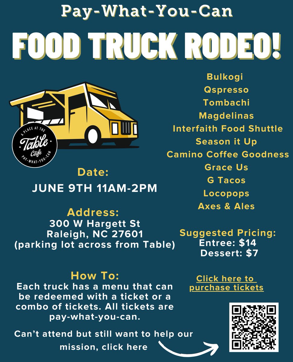 Hey friends, who's up for the foodie event of the summer? Our 3rd annual pay-what-you-can Food Truck Rodeo is COMING UP on June 9th - 3 weeks away!

Great community, great food, &amp; pay-what-you-can. Check out the truck lineup and get tickets with this link! one.bidpal.net/2024rodeo/welc…