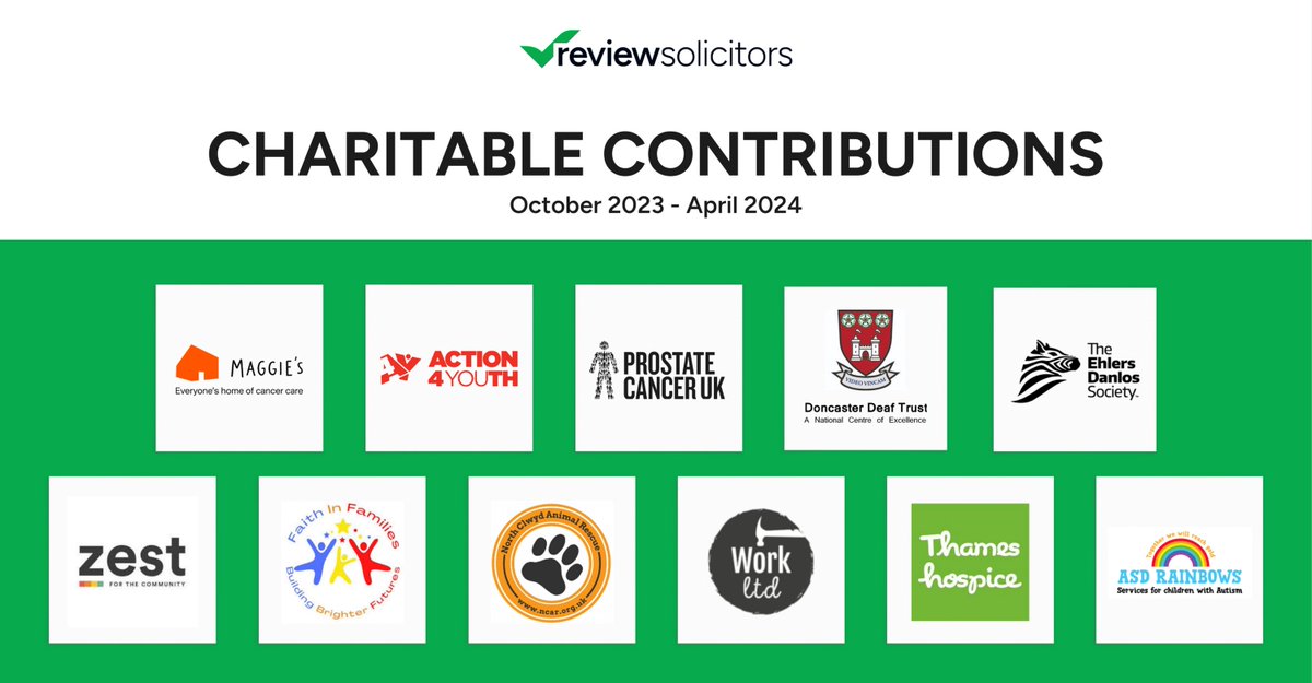 💝 From October 2023 to April 2024, ReviewSolicitors supported 11 UK charities through raffles at local Law Society events. Thanks to the winning solicitors who chose the charities. Stay tuned for more upcoming events. #legal #charity #lawsociety #uklaw