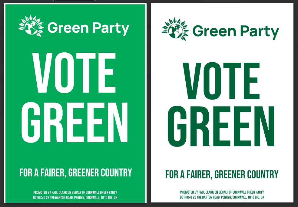 If you'll be voting Green in #Cornwall on 4 July, do print off one of these posters and put it in your window - and please share! Green on white: drive.google.com/file/d/1yuA07K… White on green; drive.google.com/file/d/1jiC2GS… #VoteGreen