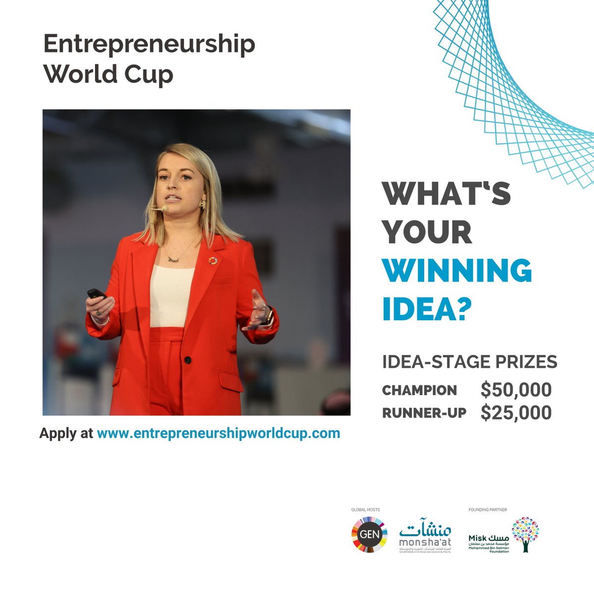 Get your idea up and running with the #EntrepreneurshipWorldCup. Cash prizes are not the only perk - connections, mentors + access to new markets, too. Apply today at genglobal.org/ewc/apply #EWC2024