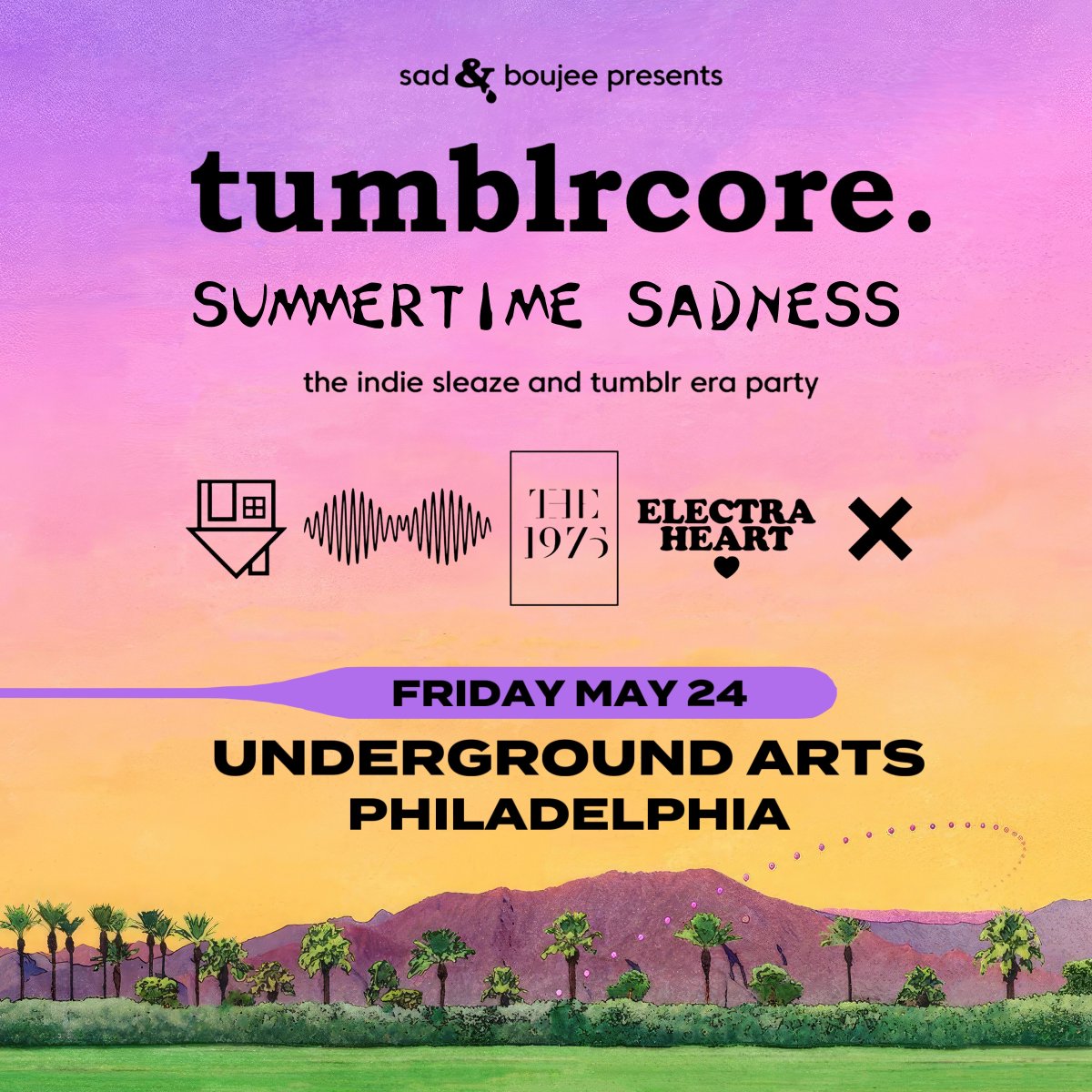 **Tonight @ UA** Missing the Tumblr era? We gotchu. @sadnboujeeparty is bringing TUMBLRCORE: Summertime Sadness to Philly tonight! 🥀🖤 - Tickets online + at the door: link.dice.fm/UA_SSSB24