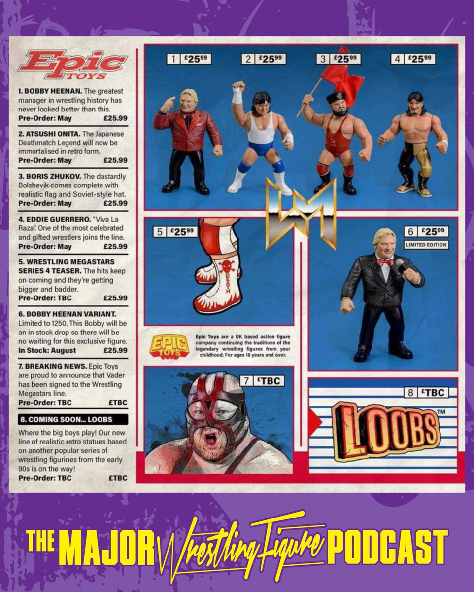 Lots to unpack so be sure to read the details of this @epictoysuk ad. Series 3 Megastars go up for pre-order May 29th. A variant Bobby Heenan is on the way. Series 4 is teasing Doctor Death? They’re making Vader. Lastly, the Galoob style will be represented by way of Loobs.