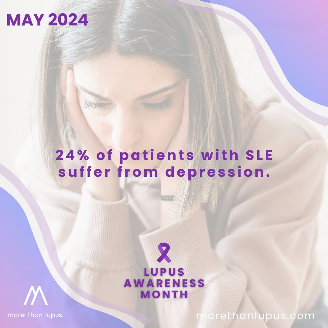 #DYK that at least 24% of patients with #SLE suffer from depression? This is a #lupus symptom that often gets dismissed. #LAM24 #LupusAwarenessMonth #MentalHealth