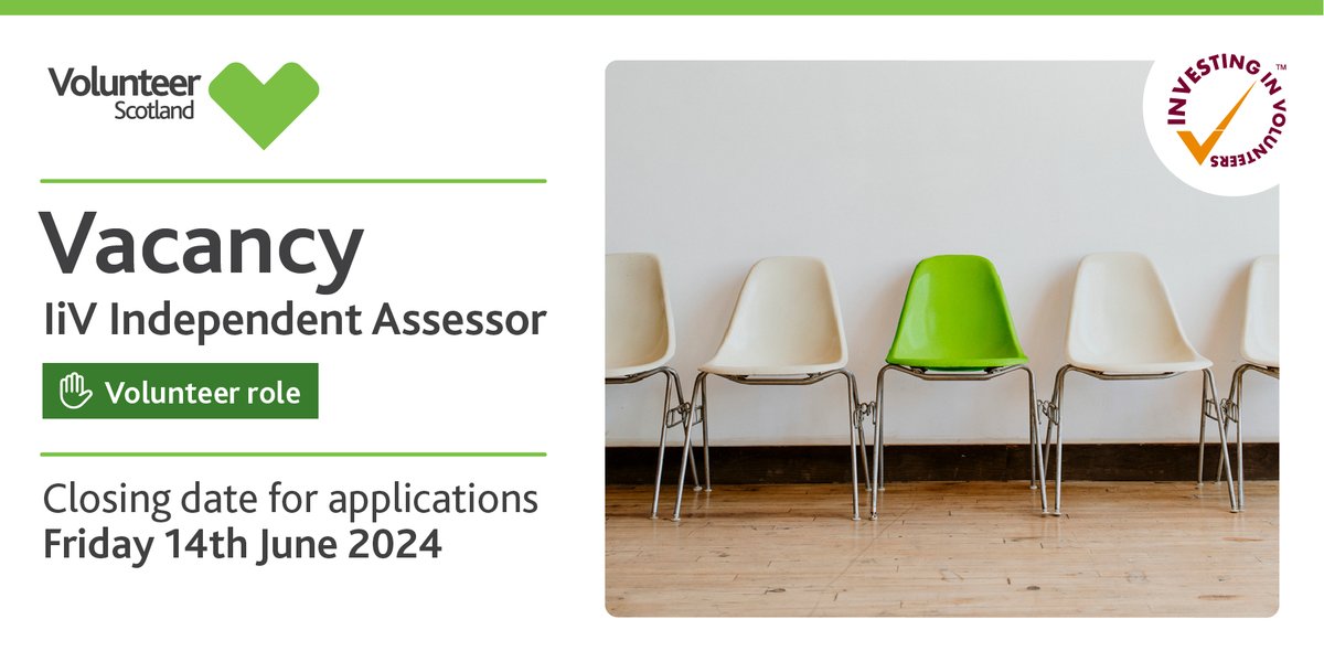 Join the Investing in Volunteers Quality Assurance Panel as an Independent Voluntary Panel Member for Scotland! Provide independent, external views on the IiV process to ensure standardisation. Find out more here: ow.ly/oMJj50RTRBE