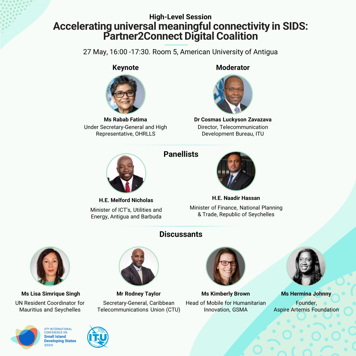 Join @ITU at #SIDS4 to hear from prominent policymakers & practitioners who will share their experiences, challenges & solutions to accelerate progress towards universal & #MeaningfulConnectivity. #SIDS
27 May, 16:00-17:30, Room 5
Details ➡️ itu.int/itu-d/sites/ld…
