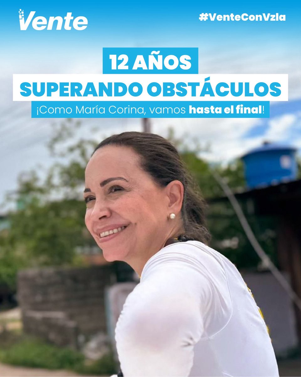 Hoy, 24 de mayo, nuestro partido @VenteVenezuela cumple 12 años, son 12 años superando obstáculos y trabajando por la libertad. ¡Seguiremos haciéndolo hasta el final!  
#VenteConVzla