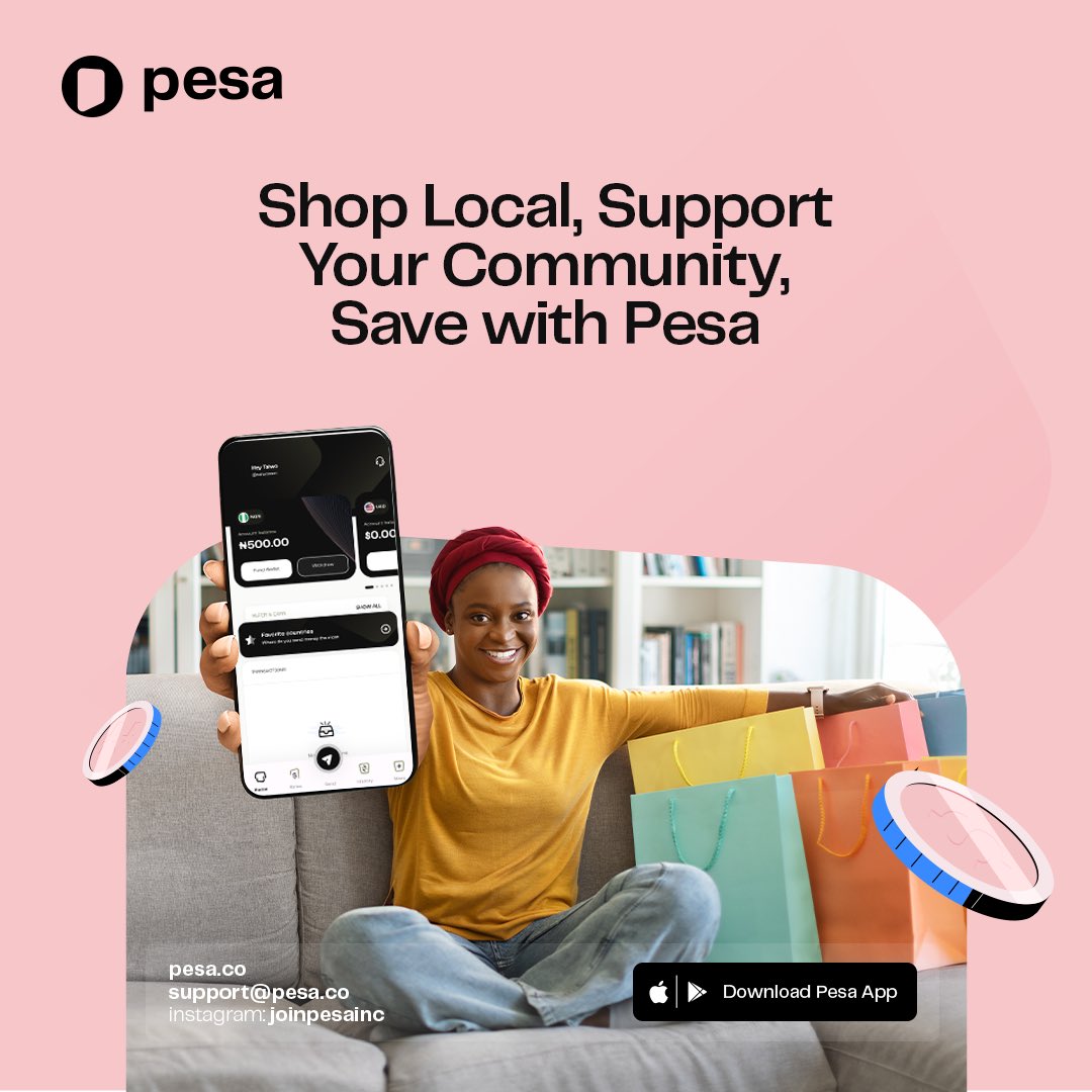 Pesa makes it easy to shop local and support the people and small businesses you love back home. 

Send money quickly and complete your transactions with the Pesa app! Get started today by clicking the link in our bio.